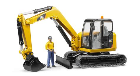 bruder caterpillar mini excavator with worker|bruder cat 02467 bucket.